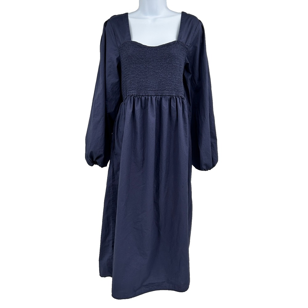 Old Navy Cottage Peasant Midi Dress Womens XL Praire Country Smocked 100% Cotton